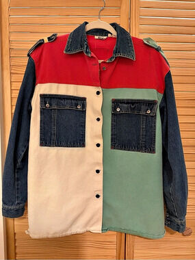 1990s Vintage Denim Shirt Jacket